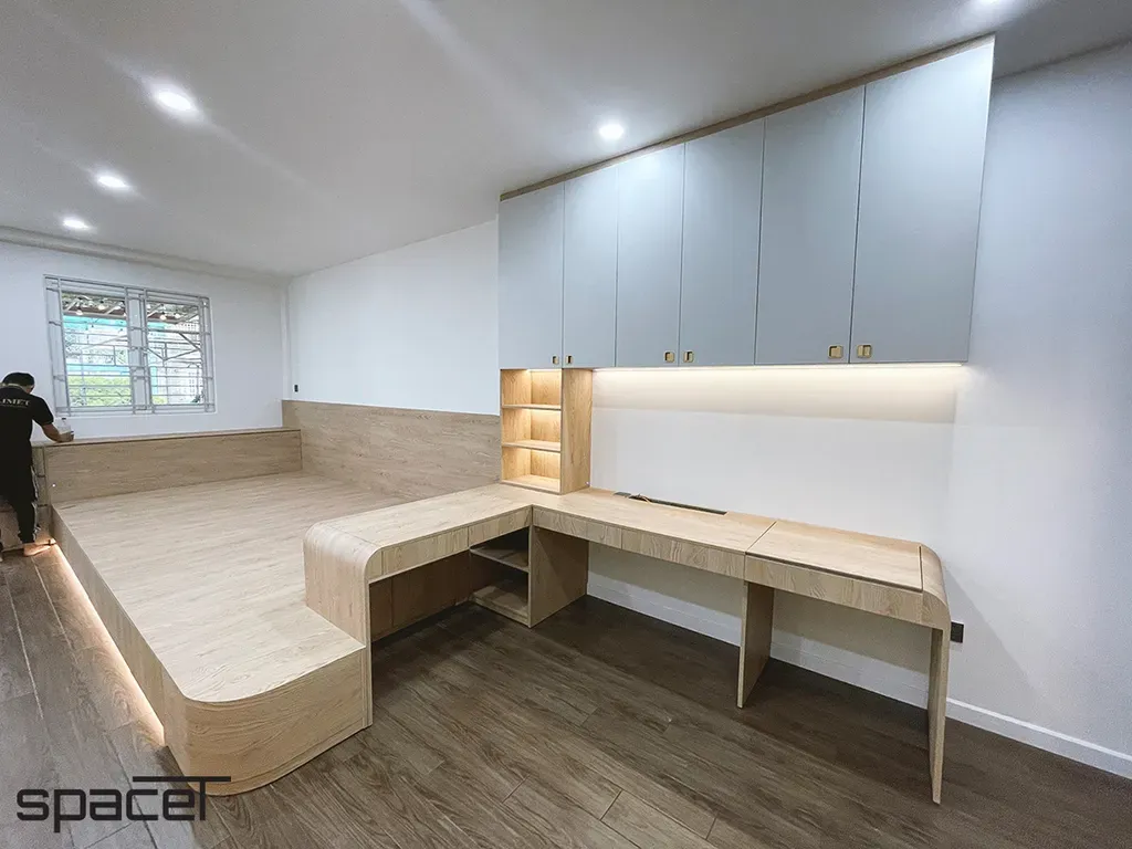 Phòng ngủ, Phòng làm việc - Nhà phố 114m2 Quận 10 - Phong cách Modern | Space T