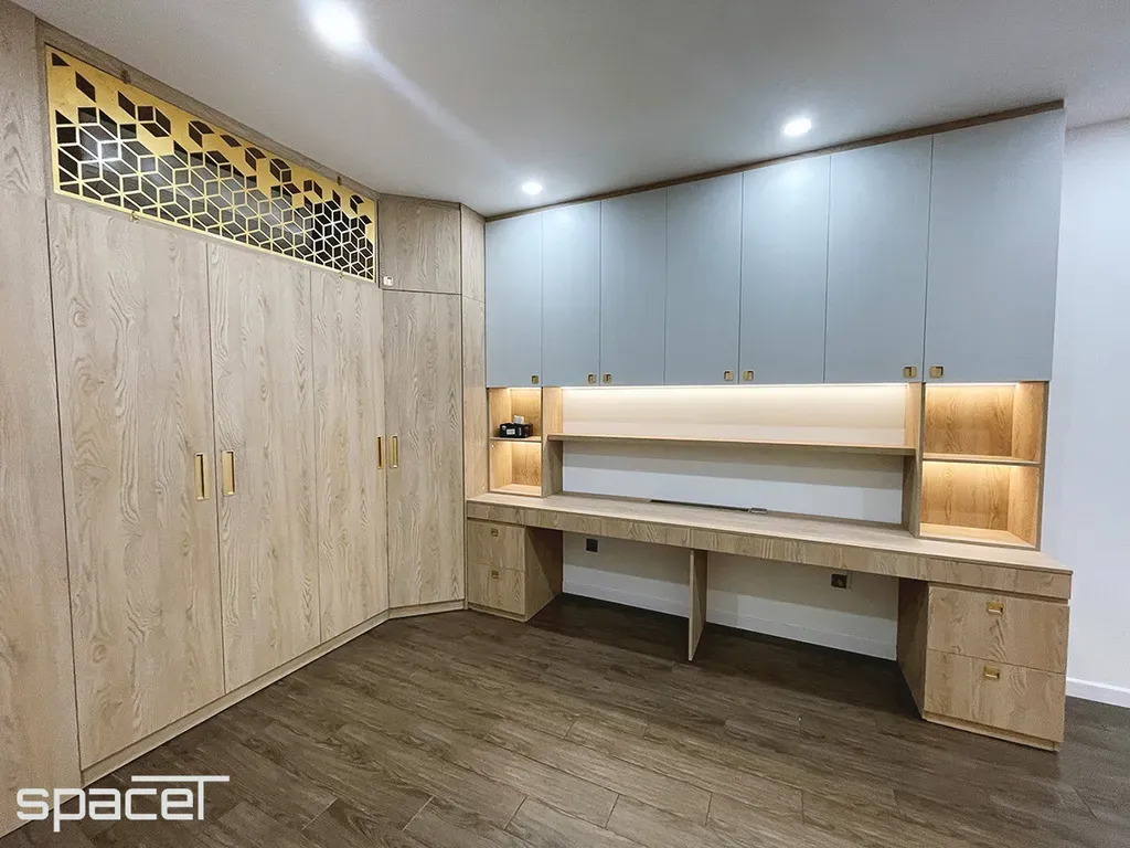 Phòng ngủ, Phòng làm việc - Nhà phố 114m2 Quận 10 - Phong cách Modern | Space T