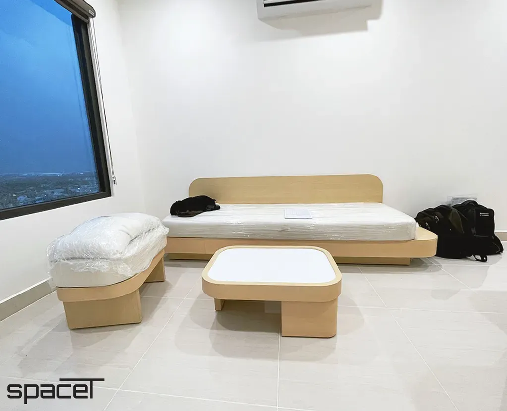 Phòng khách - Căn hộ 40m2 The Origami (Vinhomes) - Phong cách Japandi | Space T