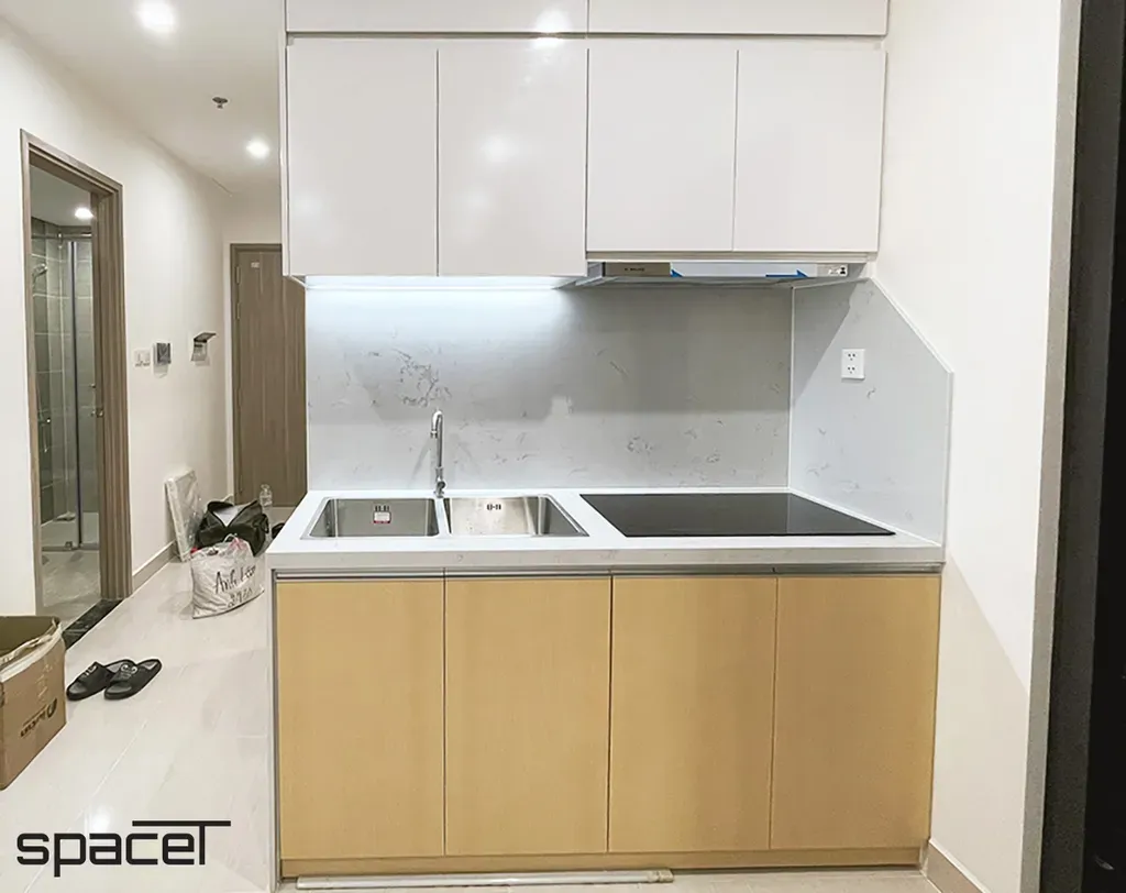 Phòng bếp - Căn hộ 40m2 The Origami (Vinhomes) - Phong cách Japandi | Space T
