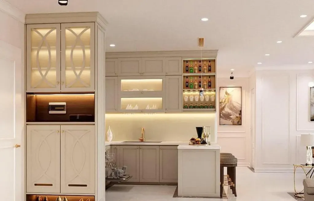 Phòng bếp, Lối vào - Căn hộ Viva Riverside Quận 6 - Phong cách Neo Classic | Space T