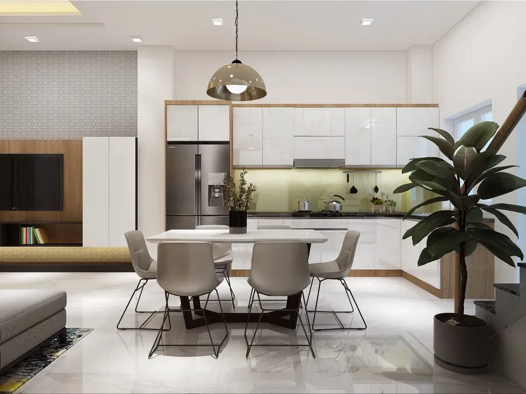 Phòng bếp, Phòng ăn - Nhà phố Park Riverside Quận 9 - Phong cách Modern | Space T