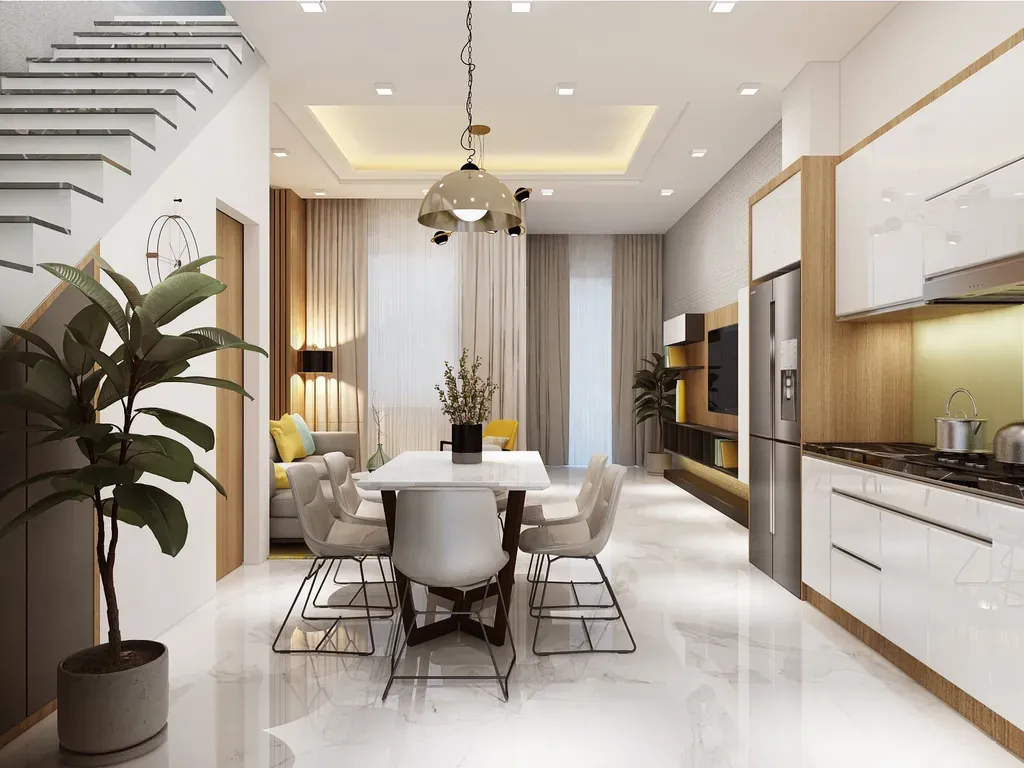 Phòng bếp, Phòng ăn - Nhà phố Park Riverside Quận 9 - Phong cách Modern | Space T