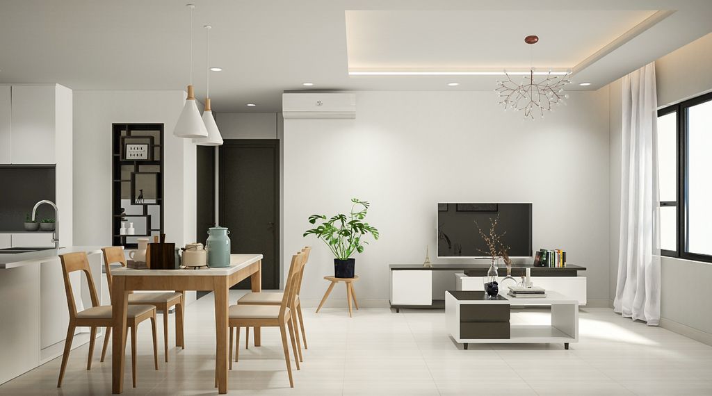 Phòng khách, Phòng ăn - Căn hộ The Tresor - Phong cách Minimalist + Modern  | Space T