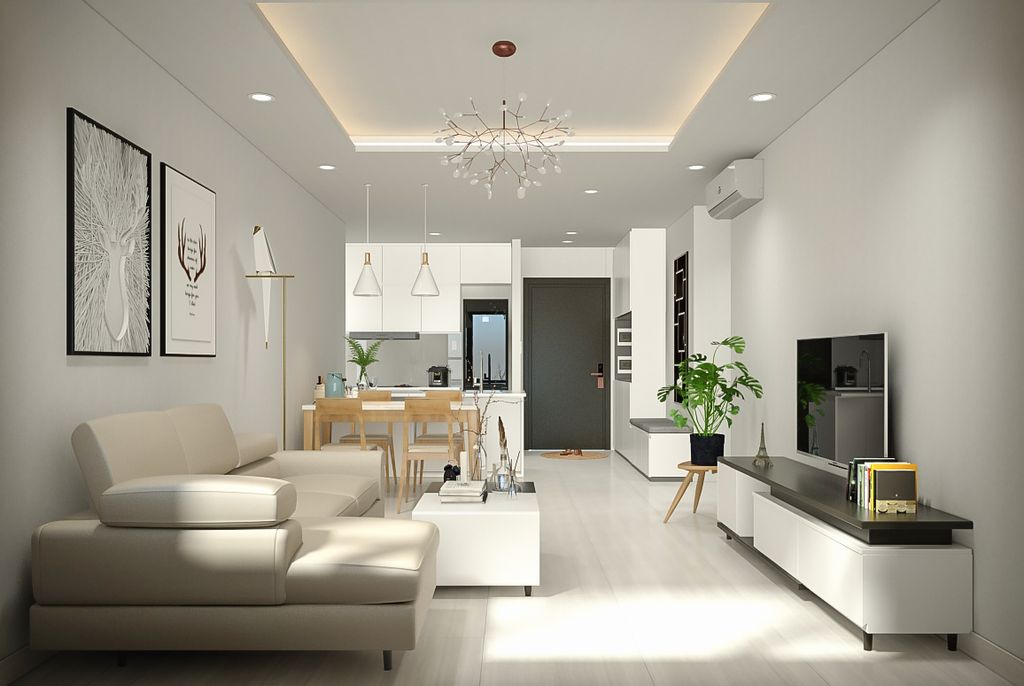 Phòng khách - Căn hộ The Tresor - Phong cách Minimalist + Modern  | Space T