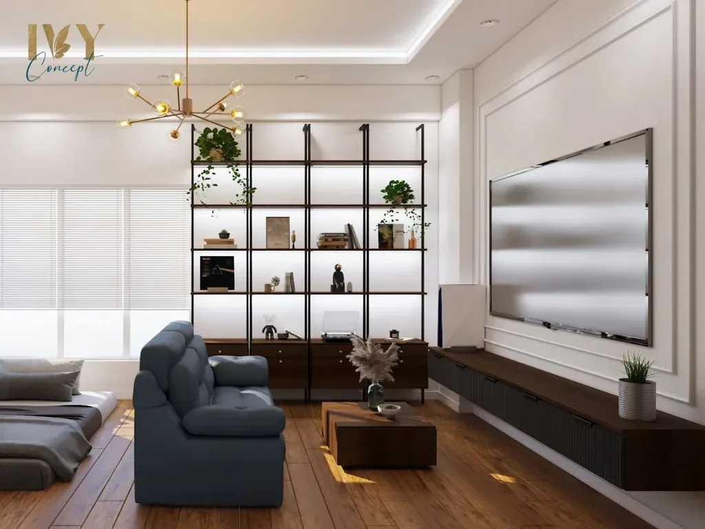 Phòng khách - Căn hộ chung cư Tản Đà Court - Phong cách Industrial | Space T