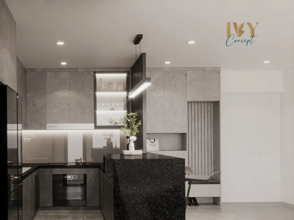 Phòng bếp, Lối vào - Căn hộ PetroVietnam Landmark - Phong cách Minimalist | Space T