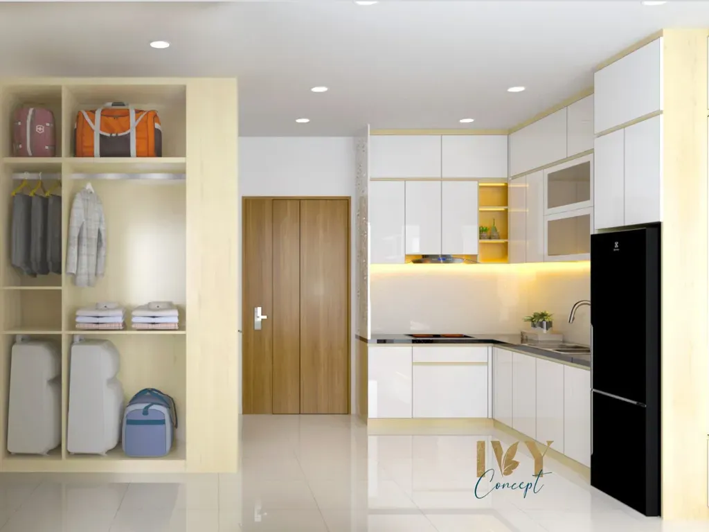 Phòng bếp, Lối vào - Căn hộ Vinhomes Grand Park - Phong cách Scandinavian + Modern | Space T