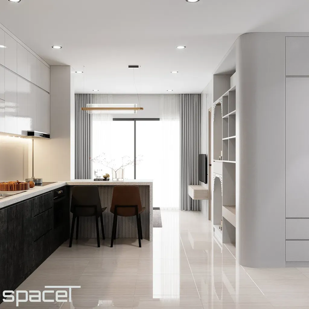 Phòng bếp, Phòng ăn - Căn hộ The Origami Vinhomes Quận 9 - Phong cách Modern | Space T