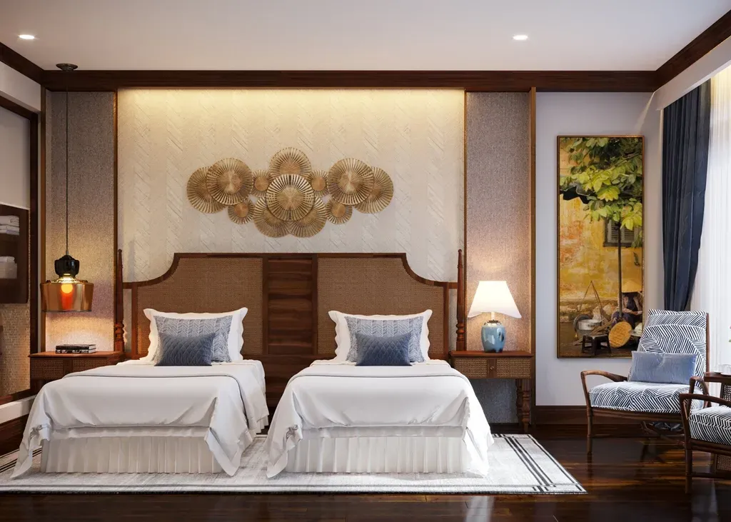 Phòng ngủ Nhà phố Nguyễn Trãi Quận 5 - Phong cách Indochine | Space T