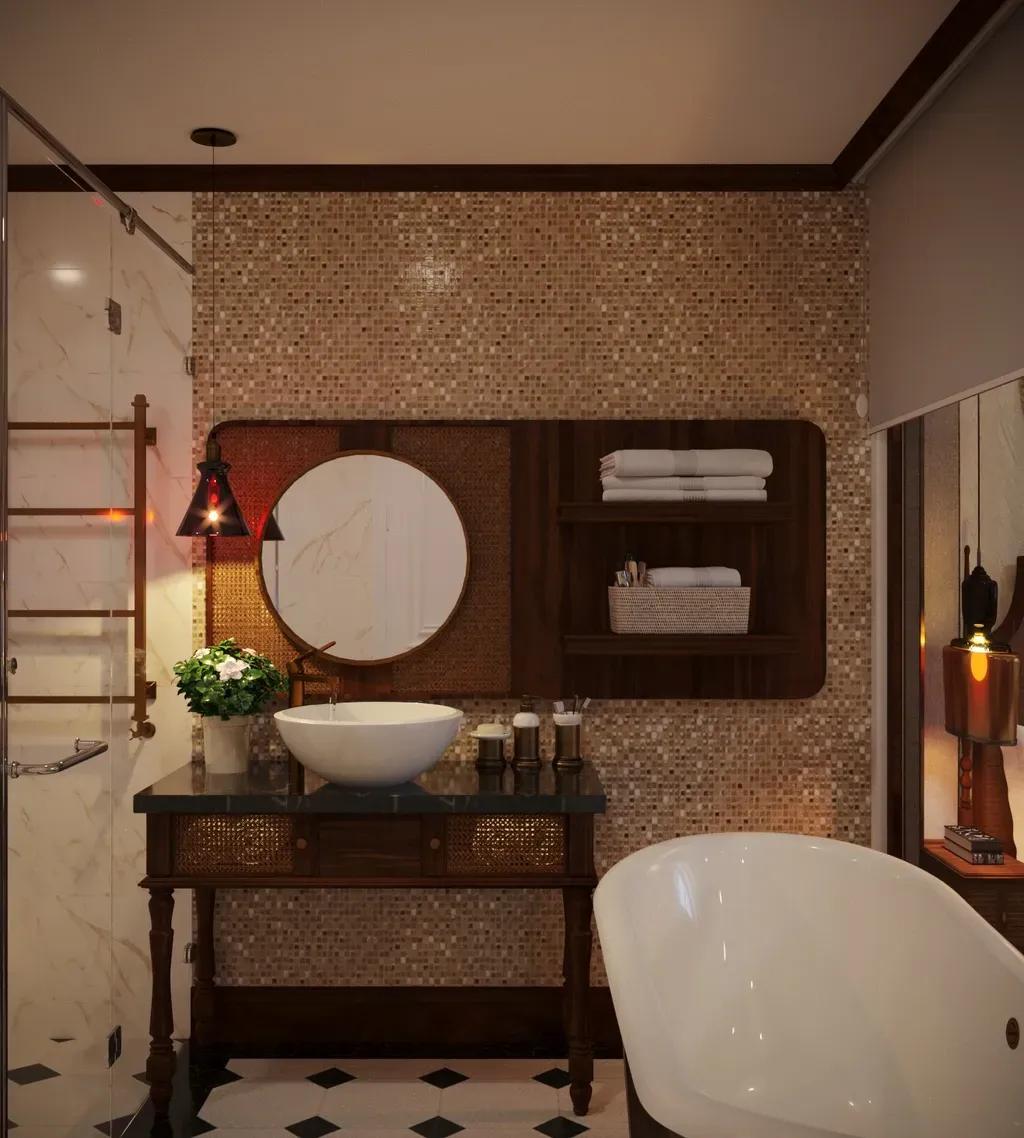 Phòng tắm - Phòng ngủ Nhà phố Nguyễn Trãi Quận 5 - Phong cách Indochine | Space T