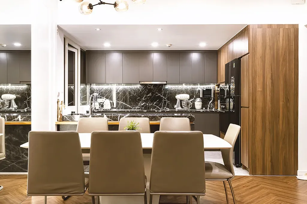 Phòng bếp, Phòng ăn - Căn hộ Sài Gòn Pearl Topaz 2 - Phong cách Modern | Space T