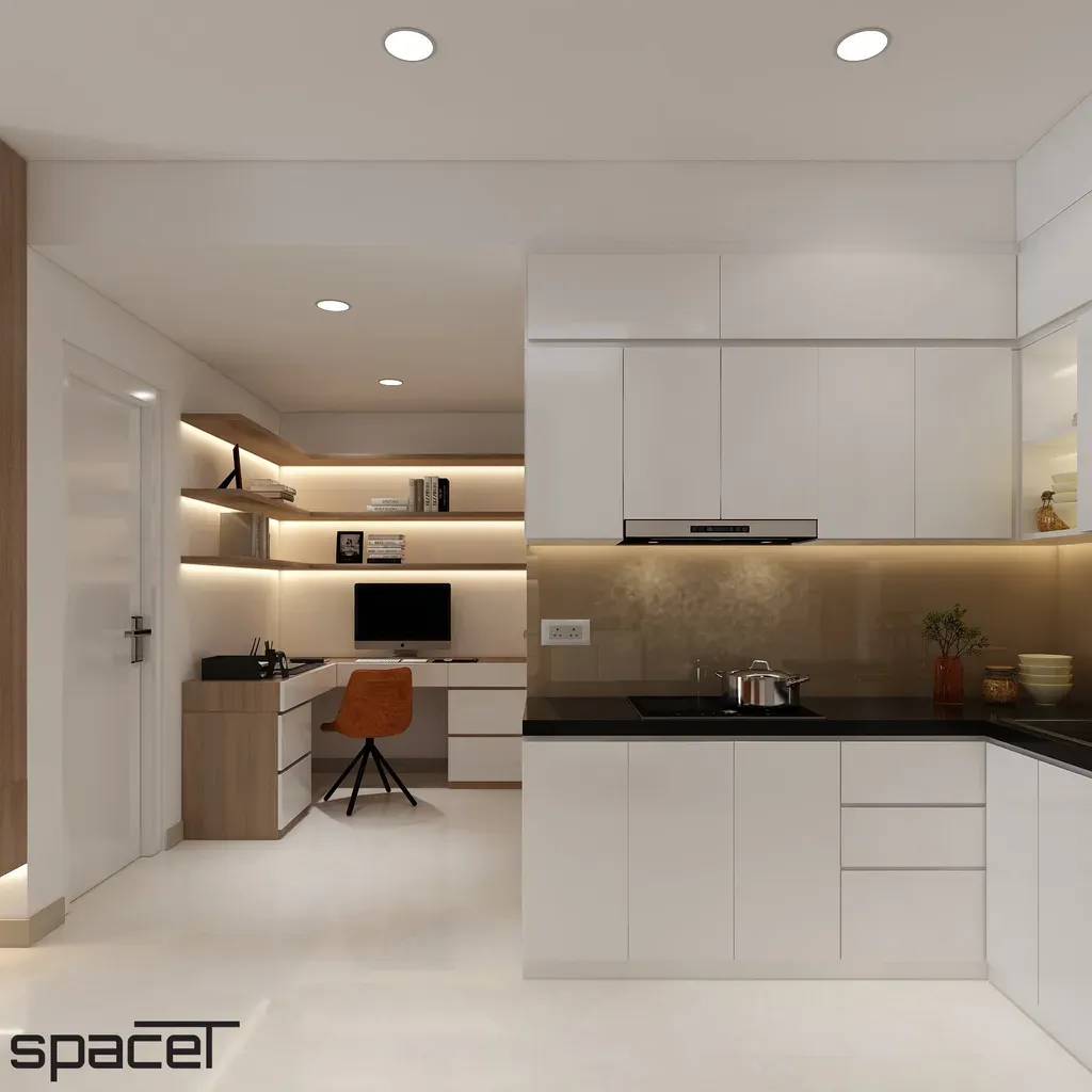 Phòng bếp, Phòng làm việc - Căn hộ chung cư Ricca Quận 9 - Phong cách Modern | Space T