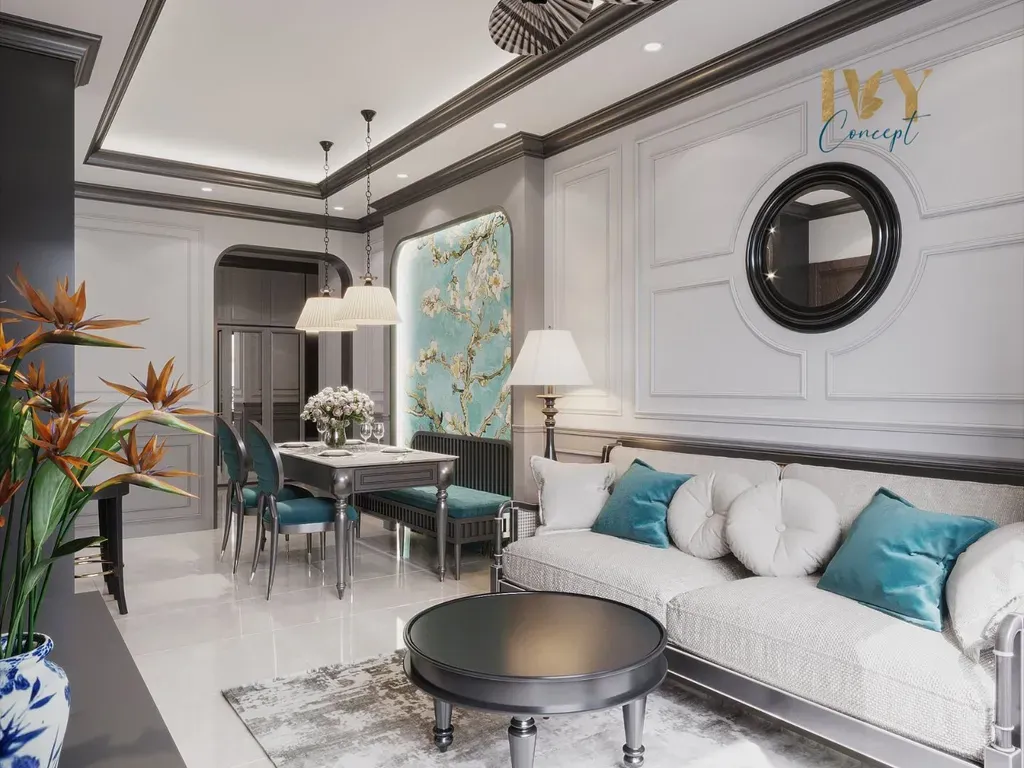 Phòng khách, Phòng ăn - Căn hộ Q7 Saigon Riverside Complex - Phong cách Indochine | Space T