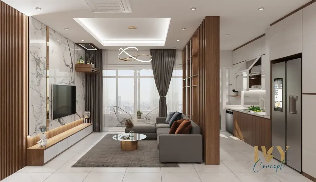 Phòng khách - Căn hộ 2PN Petro Landmark Quận 2 - Phong cách Modern | Space T