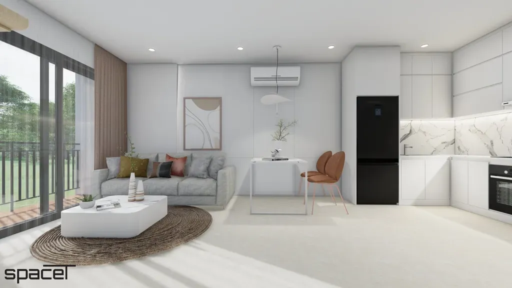 Phòng khách, Phòng ăn - Căn hộ The Origami (Vinhomes Quận 9) - Phong cách Minimalist | Space T
