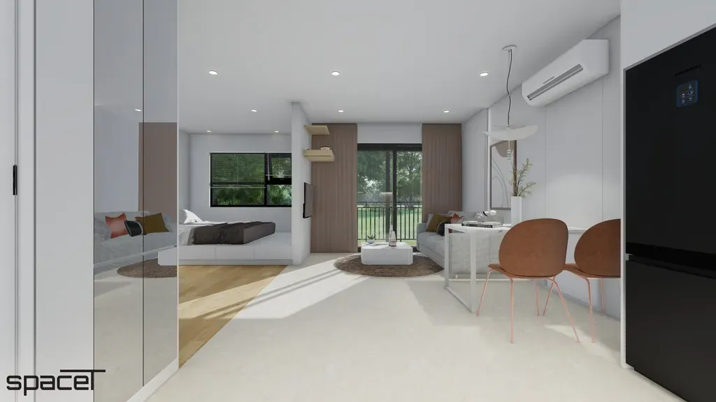 Phòng khách, Phòng ăn - Căn hộ The Origami (Vinhomes Quận 9) - Phong cách Minimalist | Space T