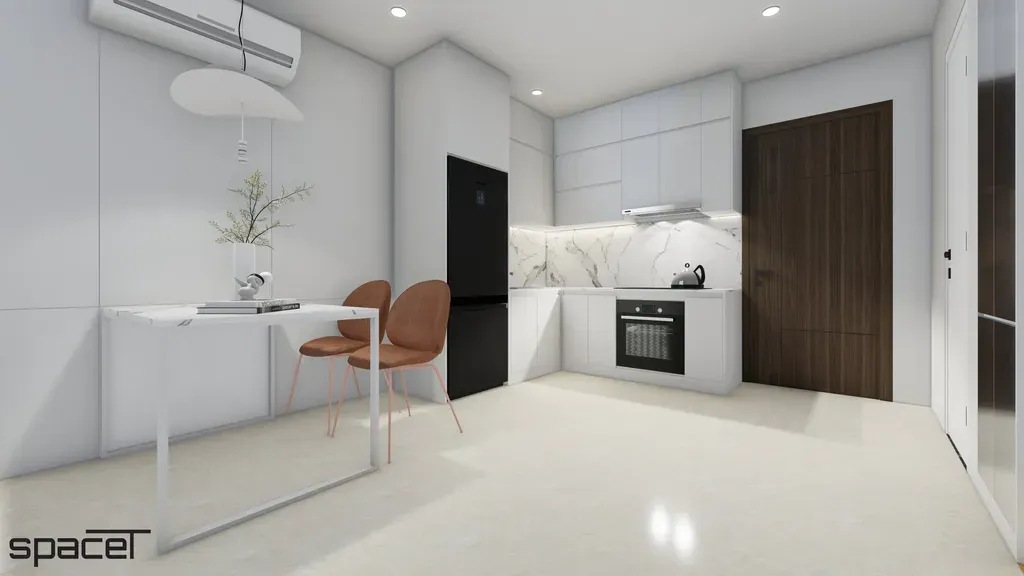 Phòng bếp, Phòng ăn - Căn hộ The Origami (Vinhomes Quận 9) - Phong cách Minimalist | Space T