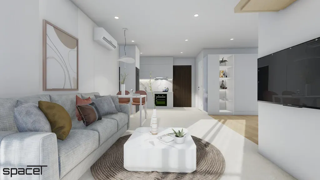 Phòng khách - Căn hộ The Origami (Vinhomes Quận 9) - Phong cách Minimalist | Space T