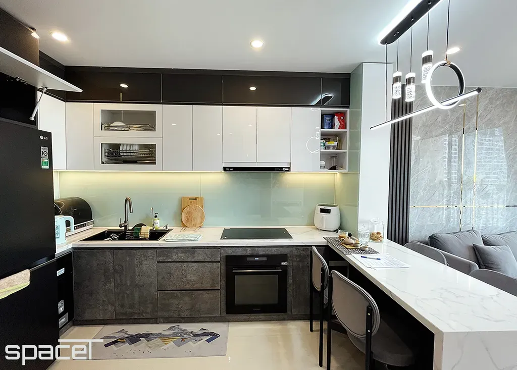 Phòng bếp, Phòng ăn - Căn hộ Vinhomes Origami Q9 - Phong cách Modern | Space T