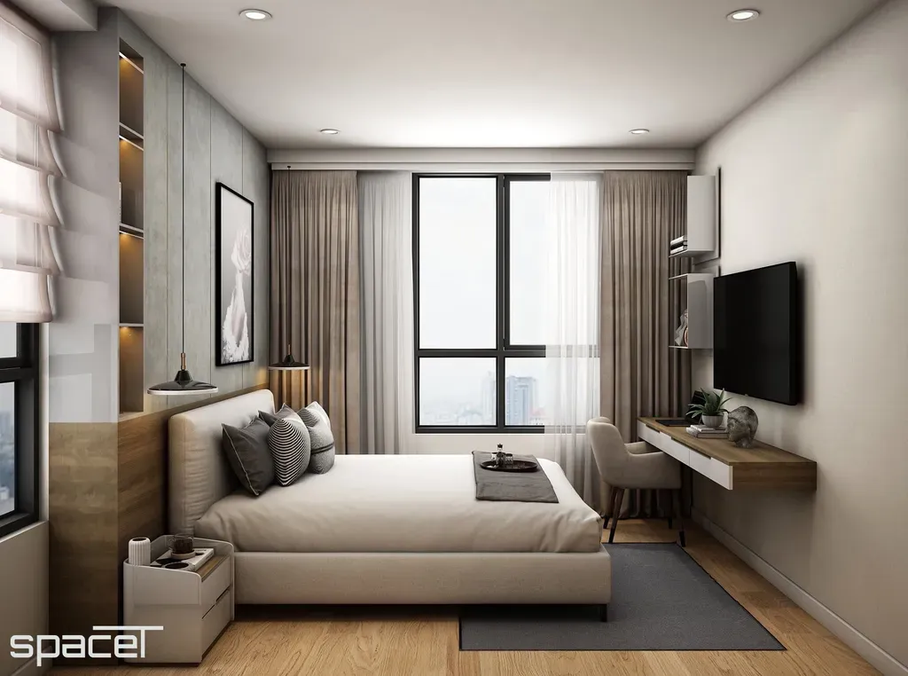 Phòng ngủ - Phòng ngủ Căn hộ Homyland 2 - Phong cách Modern + Scandinavian | Space T