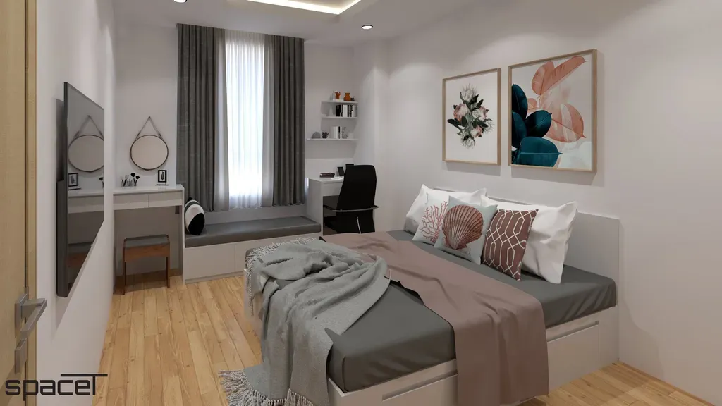 Phòng ngủ - Phòng ngủ Căn hộ Homyland 2 - Phong cách Modern + Scandinavian | Space T
