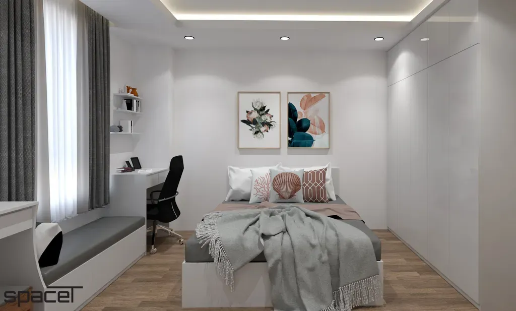 Phòng ngủ - Phòng ngủ Căn hộ Homyland 2 - Phong cách Modern + Scandinavian | Space T