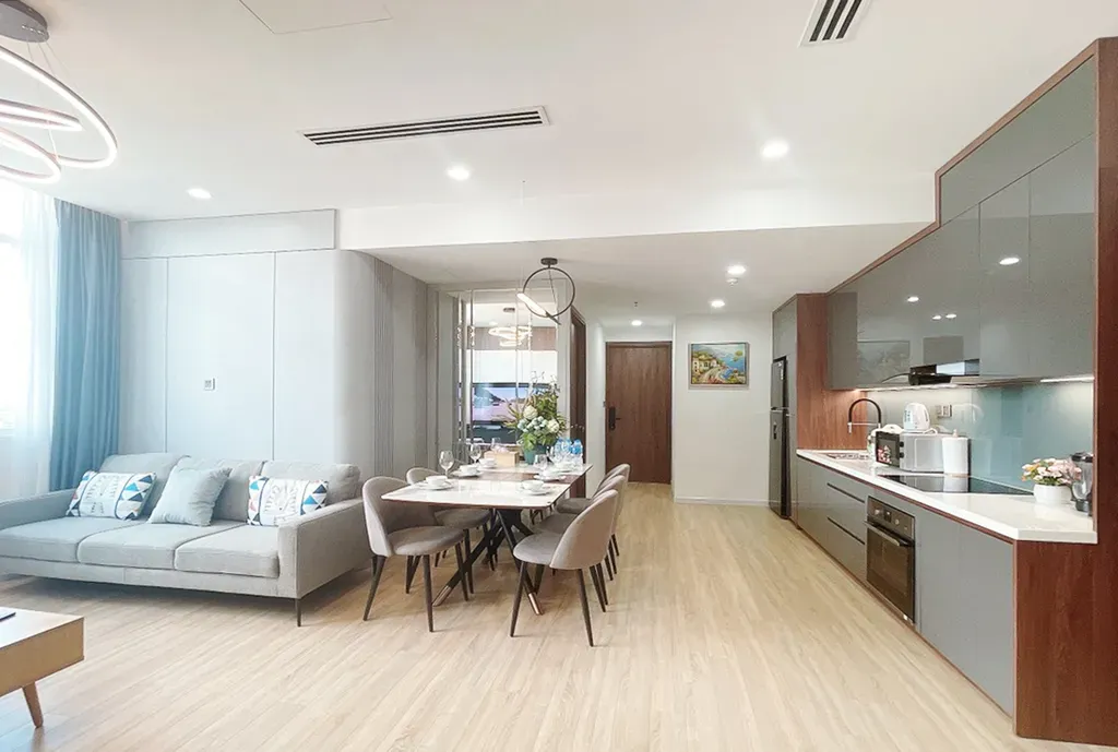 Phòng khách, Phòng bếp, Phòng ăn - Căn hộ chung cư The One Sài Gòn - Phong cách Modern | Space T