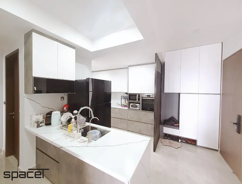 Phòng bếp, Lối vào - Căn hộ The Peak M8 Midtown - Phong cách Minimalist | Space T