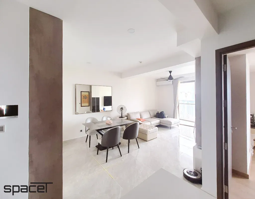 Phòng khách, Phòng ăn - Căn hộ The Peak M8 Midtown - Phong cách Minimalist | Space T
