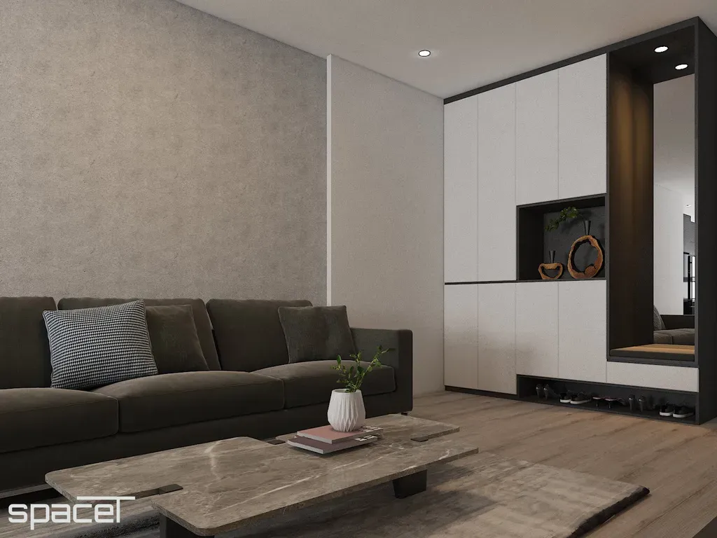 Phòng khách, Lối vào - Căn hộ chung cư An Phú Apartment Quận 6 - Phong cách Modern | Space T