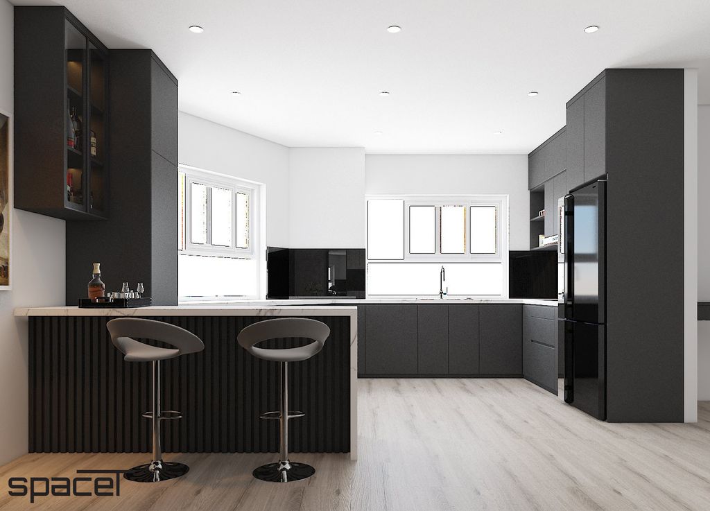 Phòng bếp, Quầy bar - Căn hộ chung cư An Phú Apartment Quận 6 - Phong cách Modern  | Space T