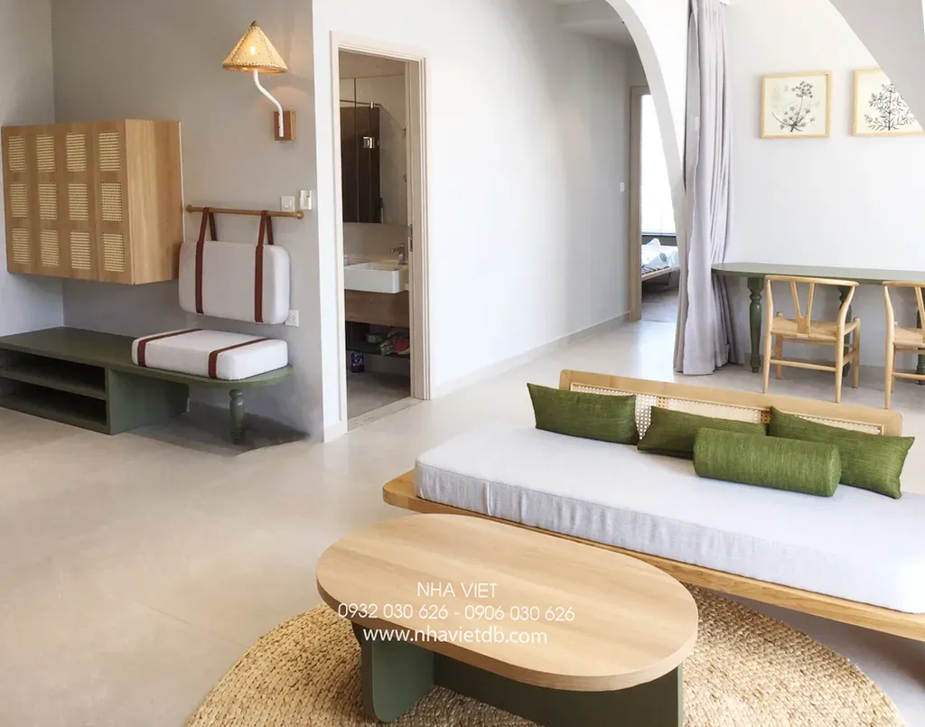 Phòng khách - Căn hộ chung cư Hưng Phú Cần Thơ - Phong cách Wabi Sabi | Space T