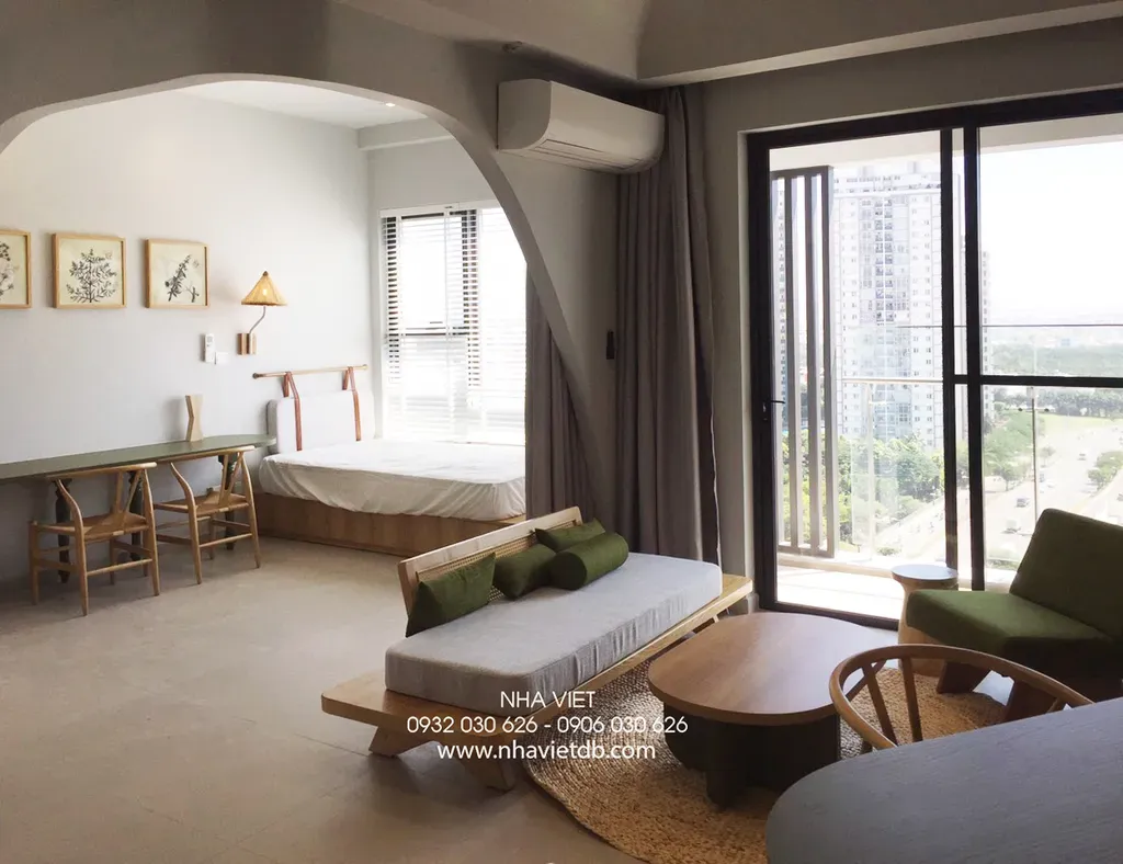 Phòng khách - Căn hộ chung cư Hưng Phú Cần Thơ - Phong cách Wabi Sabi | Space T