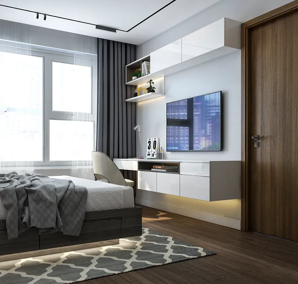 Phòng ngủ - Căn hộ 3PN Vinhomes Grand Park - Phong cách Modern | Space T