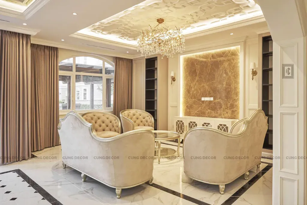 Phòng khách - Biệt thự Sol Villas TP. Thủ Đức - Phong cách Neo Classic | Space T