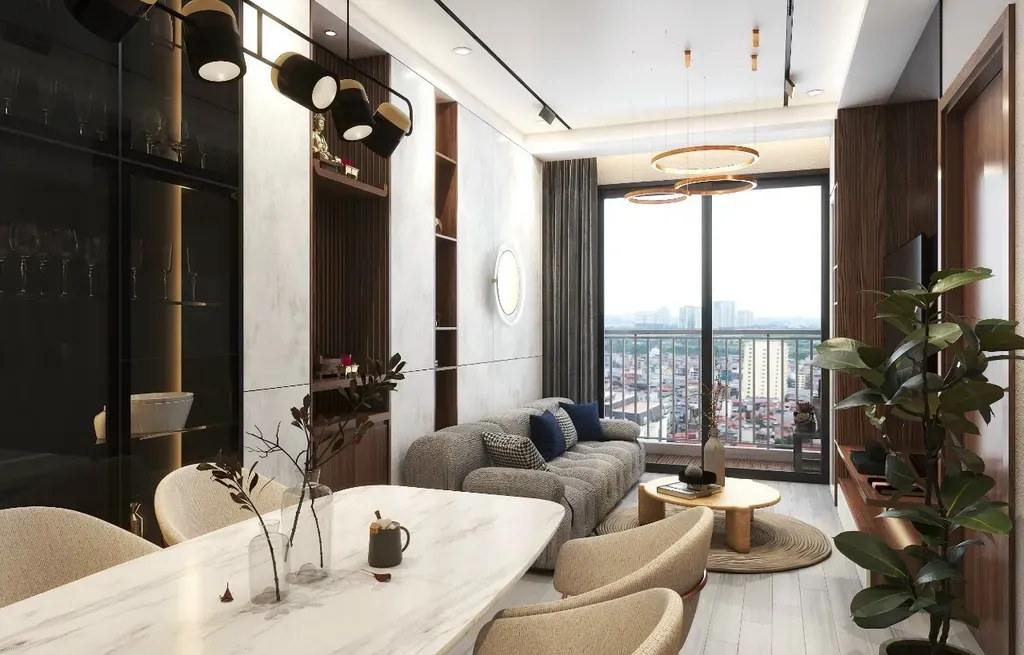 Phòng khách, Phòng ăn - Căn hộ chung cư Grand View C - Phong cách Modern | Space T