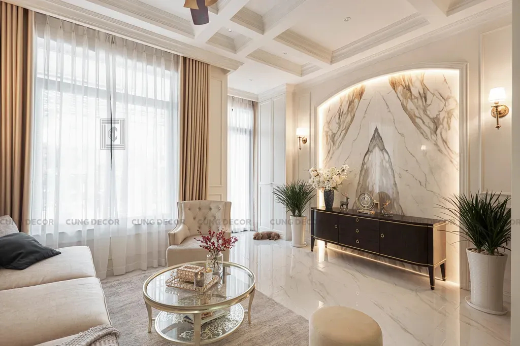 Phòng khách - Nhà phố liền kề Lakeview City - Phong cách Bán cổ điển | Space T