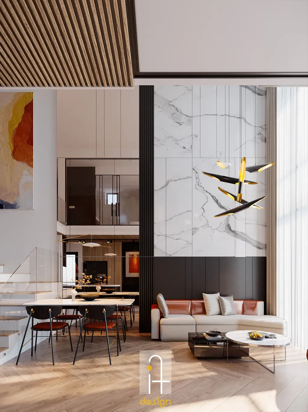 Phòng khách, Phòng ăn - Căn hộ duplex Feliz en Vista - Phong cách Modern | Space T