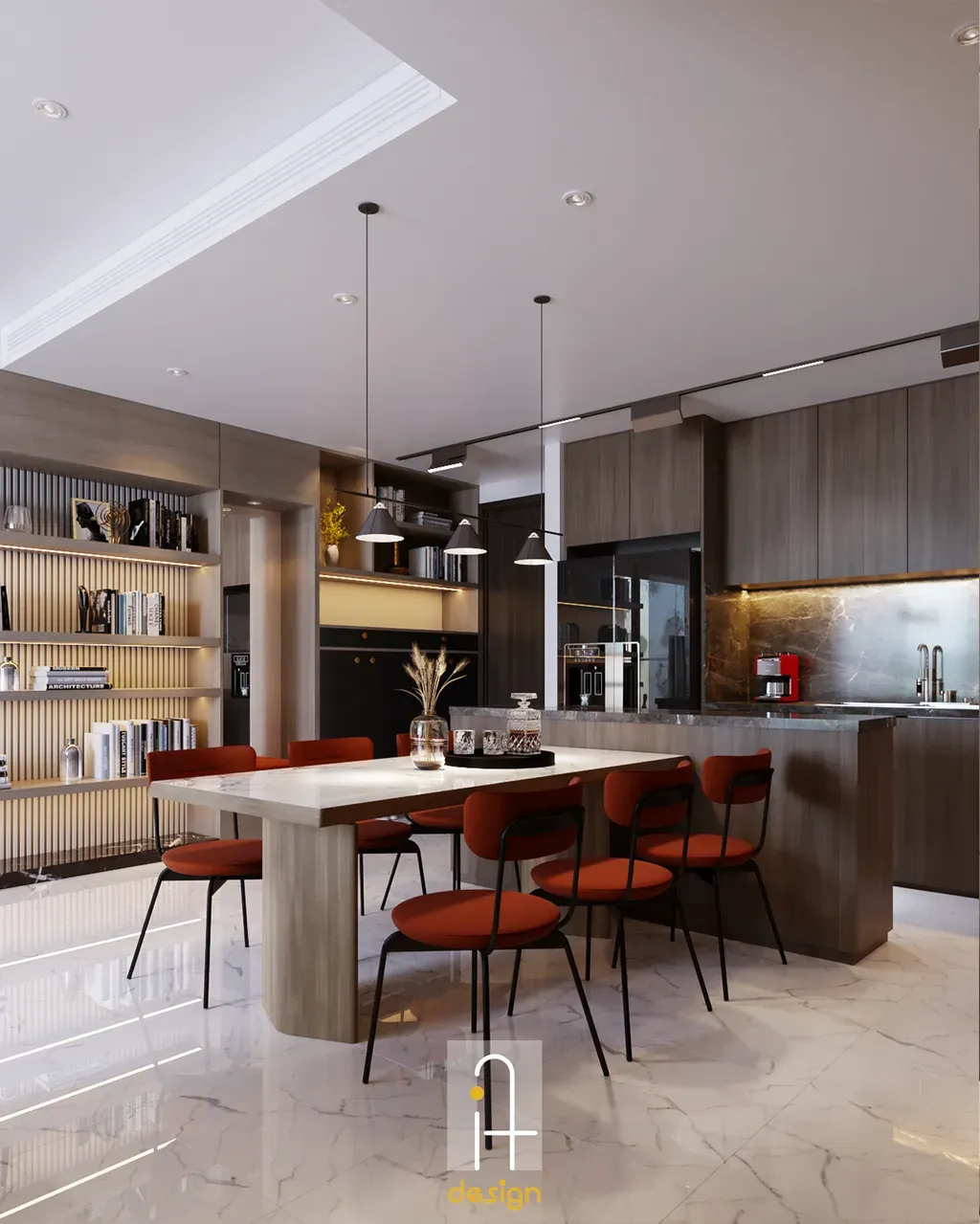 Phòng bếp, Phòng ăn - Căn hộ 2PN Empire City - Phong cách Modern | Space T