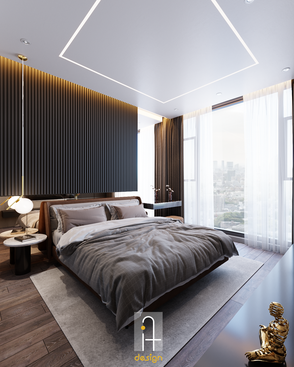 Phòng ngủ - Căn hộ 2PN Empire City - Phong cách Modern  | Space T