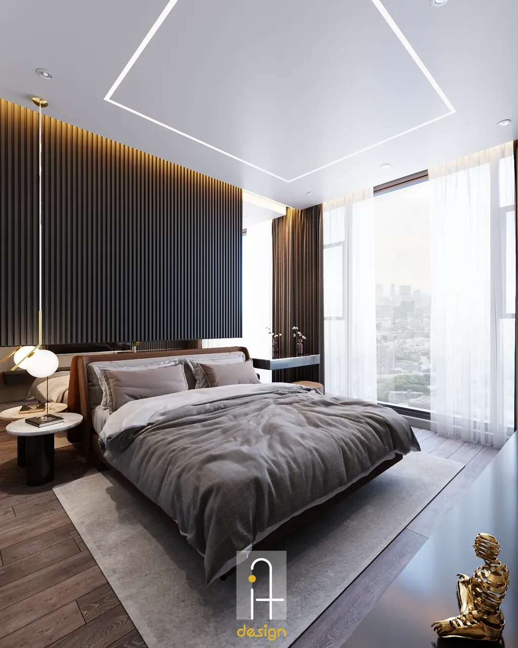 Phòng ngủ - Căn hộ 2PN Empire City - Phong cách Modern | Space T