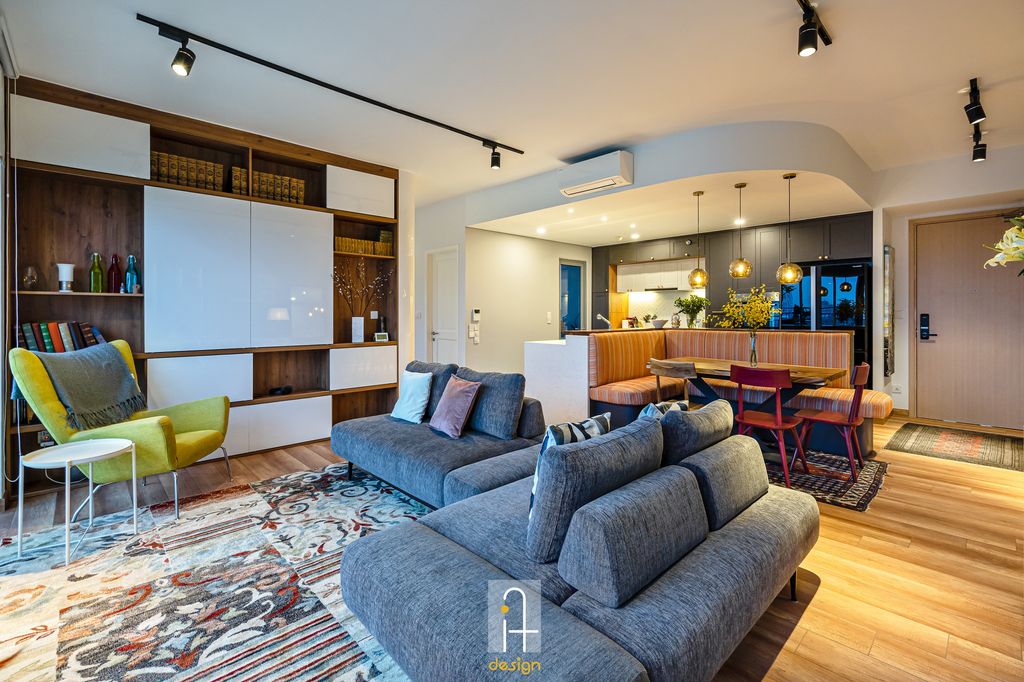 Phòng khách - Căn hộ Palm Heights Quận 2 - Phong cách Bohemian + Modern  | Space T