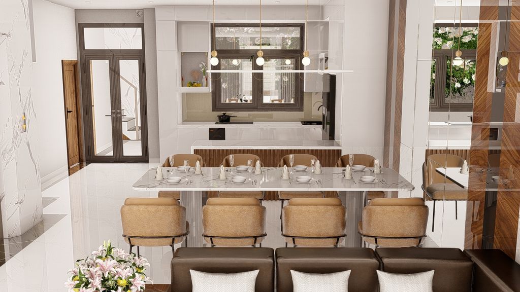Phòng bếp, Phòng ăn - Nhà phố khu Vinhomes Grand Park - Phong cách Modern  | Space T