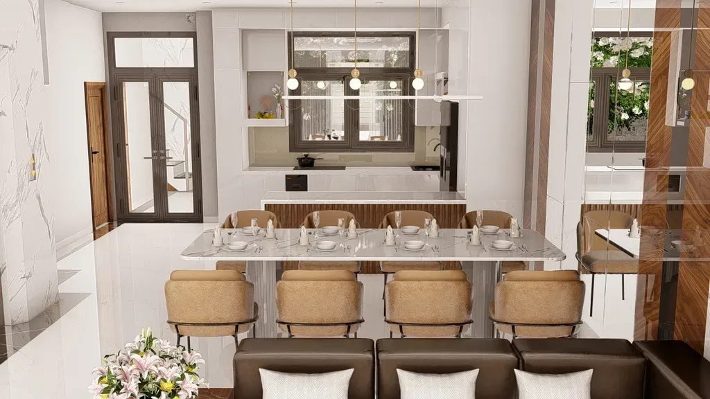 Phòng bếp, Phòng ăn - Nhà phố khu Vinhomes Grand Park - Phong cách Modern | Space T