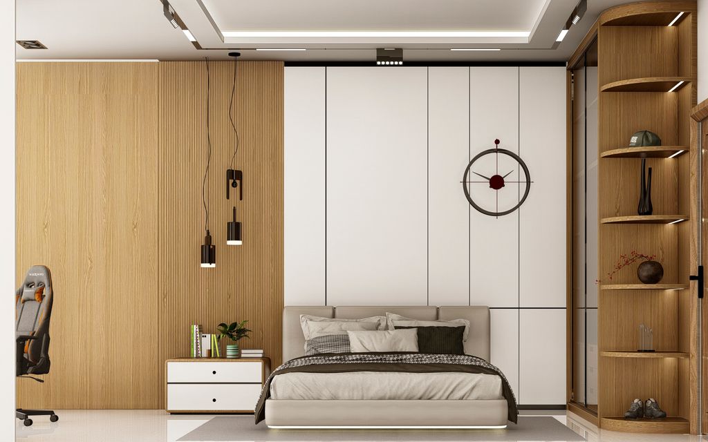 Phòng ngủ - Nhà phố khu Vinhomes Grand Park - Phong cách Modern  | Space T
