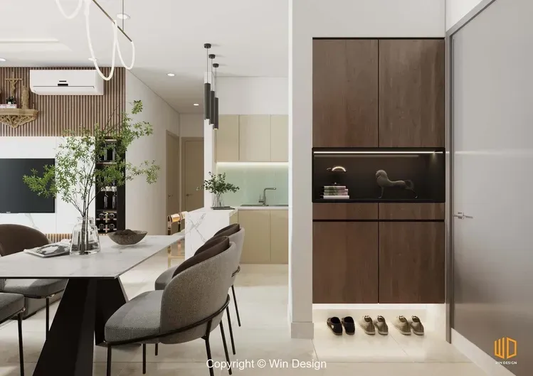 Phòng ăn, Lối vào - Căn hộ 68m2 Quận 7 - Phong cách Modern  | Space T