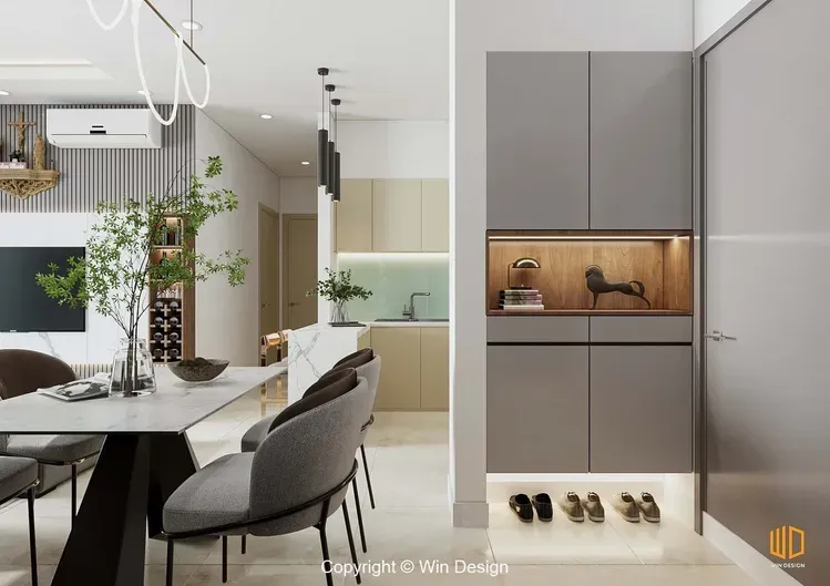 Phòng ăn, Lối vào - Căn hộ 68m2 Quận 7 - Phong cách Modern  | Space T