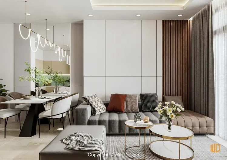 Phòng khách - Căn hộ 68m2 Quận 7 - Phong cách Modern  | Space T