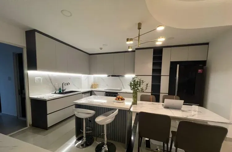 Phòng bếp, Phòng ăn - Căn hộ Q7 Saigon Riverside Complex - Phong cách Modern  | Space T